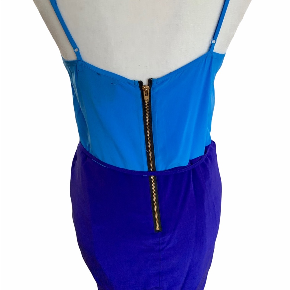 Yumi Kim Jayne tulip blue color block v-neck silk dress. Sz S - Picture 6 of 11